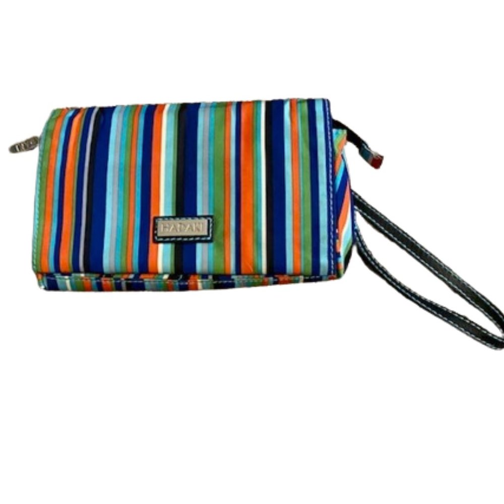 Hadaki Organizer Travel Bag Wristlet Stripes Multi Compartments